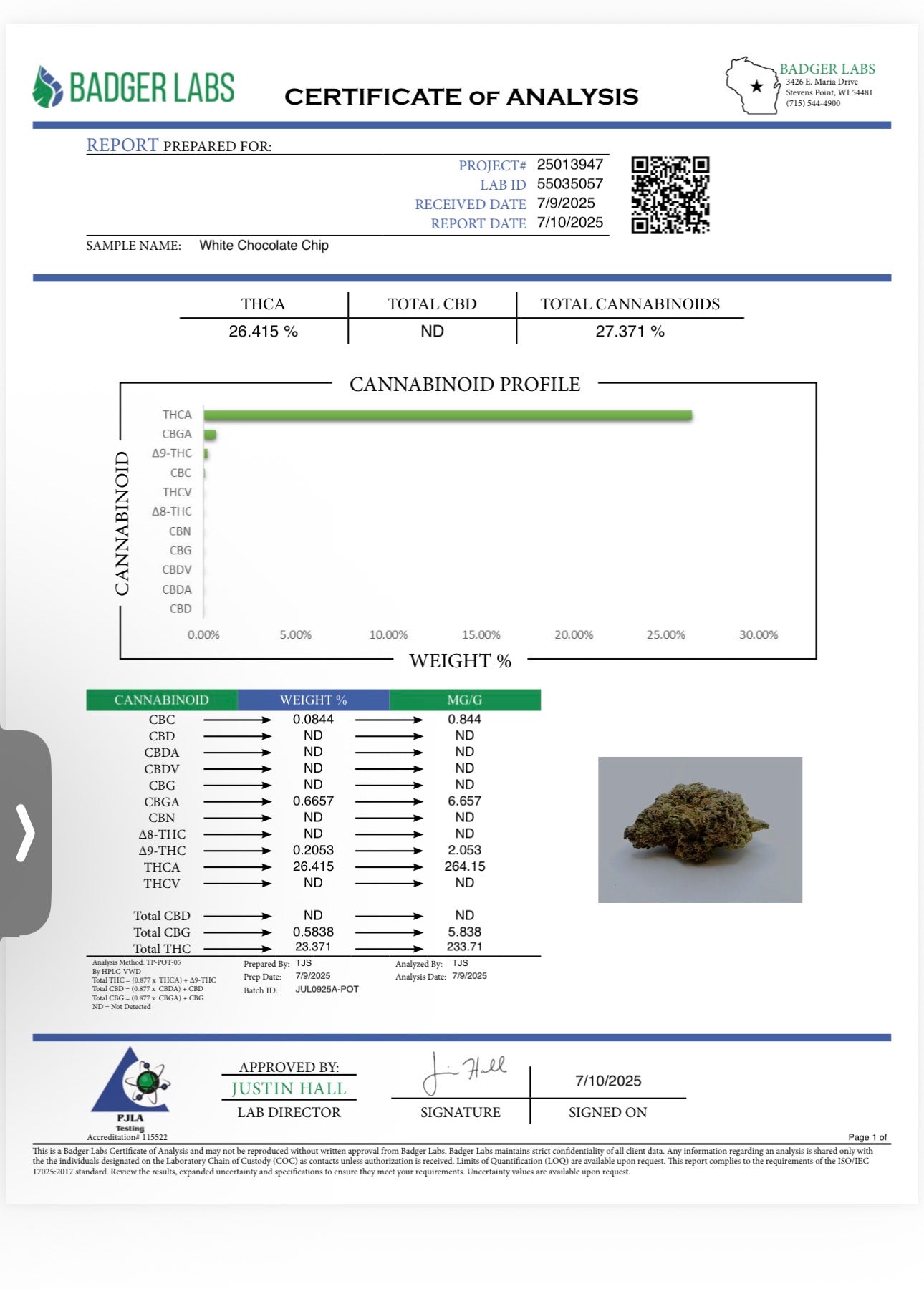 WHITE CHOCOLATE CHIP THCA FLOWER