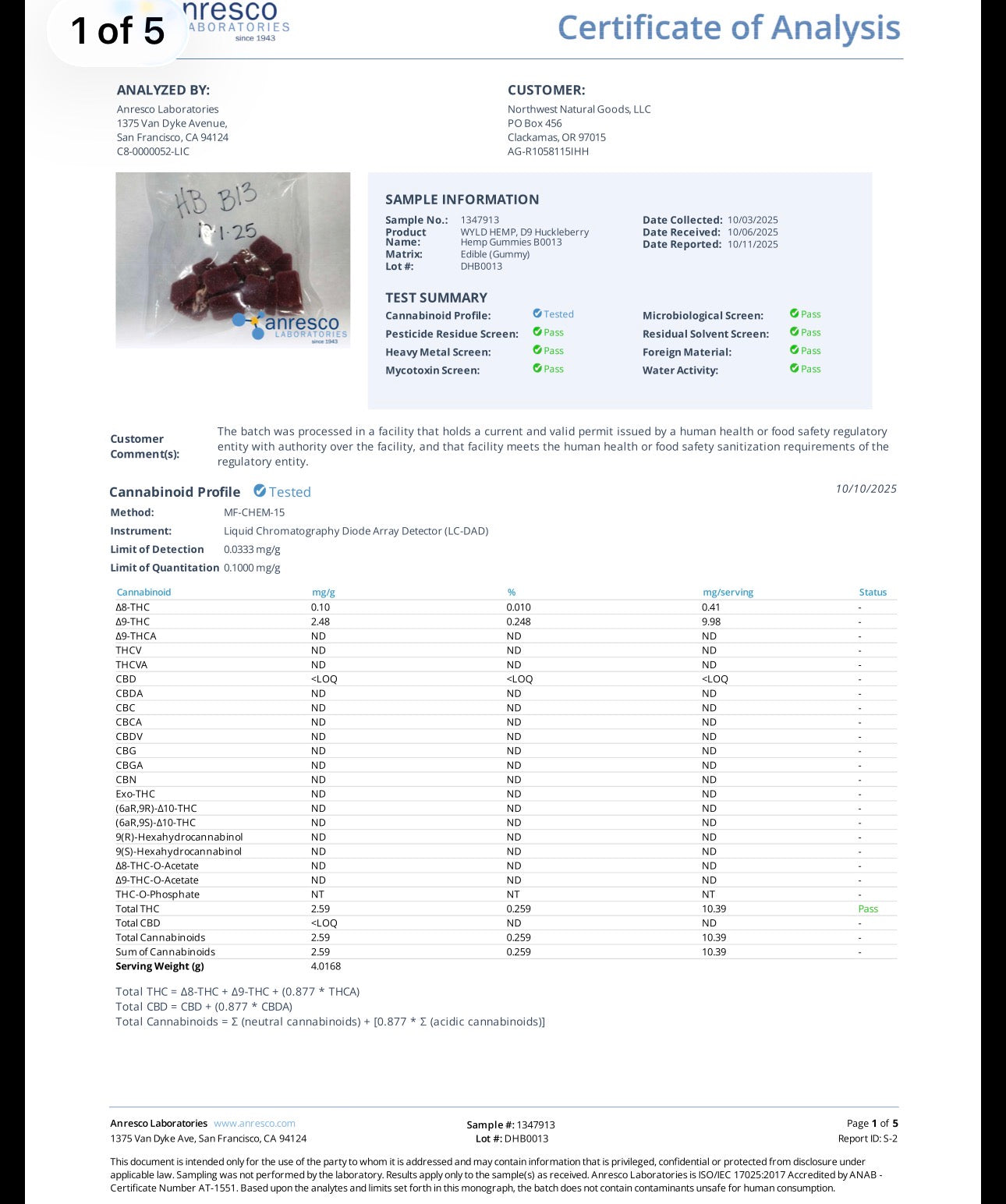 WYLD 300 mg D9 THC GUMMY PACK